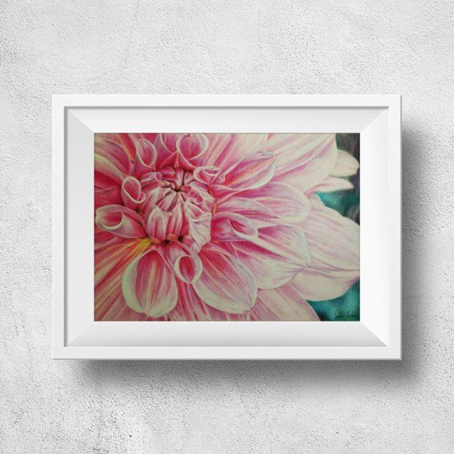 Blooming flower white frame mounted