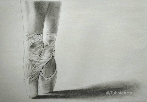 On Pointe graphite drawing by Sofia S. Tubbie Arts