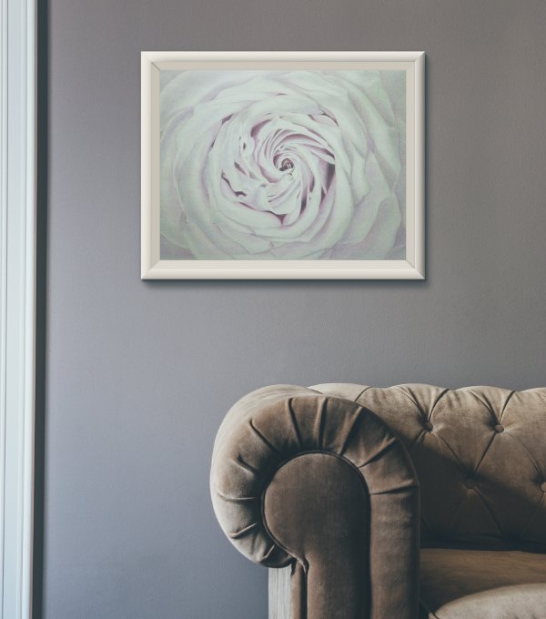 Rose drawing framed as living room decoration