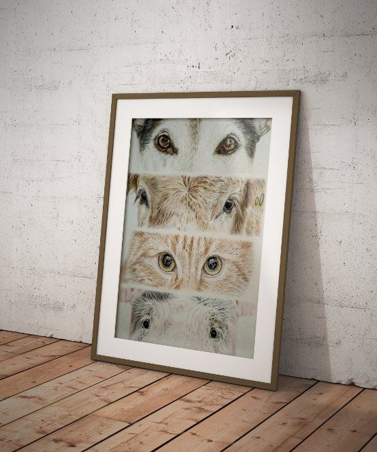 Speciesism original artowork framed with passepartout against wall mockup